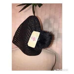 Gianni Bini Pom Pom Hat With Gold Flakes